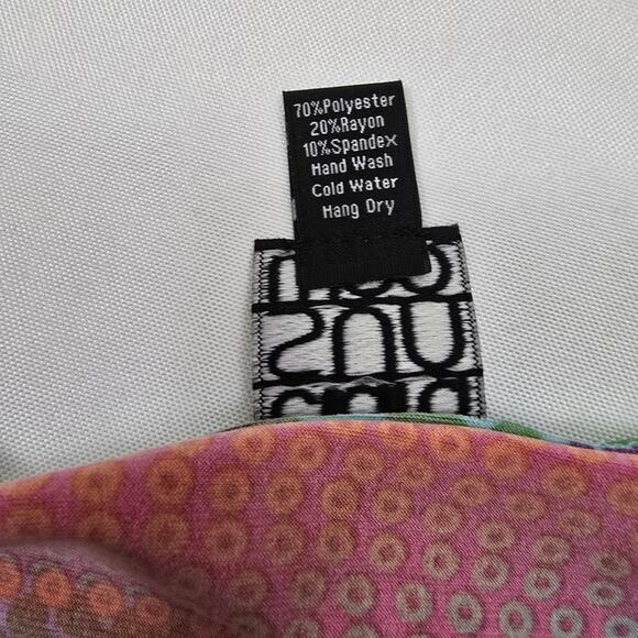 Clara Sun Woo Mosaic Petal Coral Multicolor High Low Tunic Ruffle Tie Sleeves 1X - Picture 5 of 13